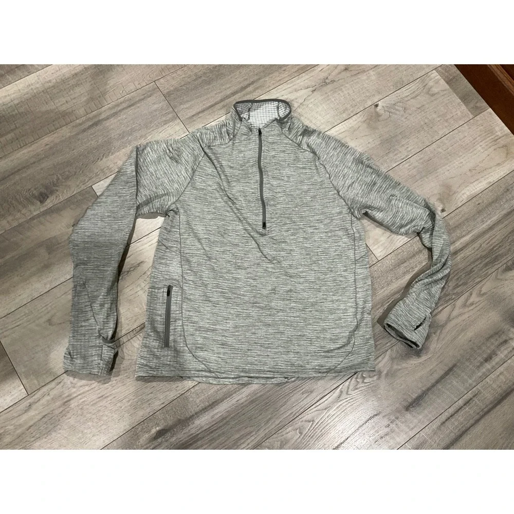 Nike Dri-FIT Womens Half Zip Running Top Grey Space Dye Waffle Fleece Medium